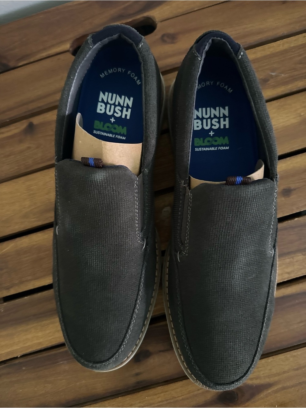 Nunn Bush Charcoal Canvas Slip-On Loafers for Men - Picture 2 of 5
